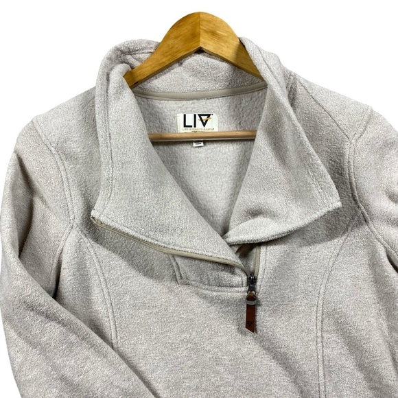 Liv‎ Outdoor Jacket Women Small 1/4 Zip Oatmeal All Season Packable Gorpcore - Picture 4 of 13